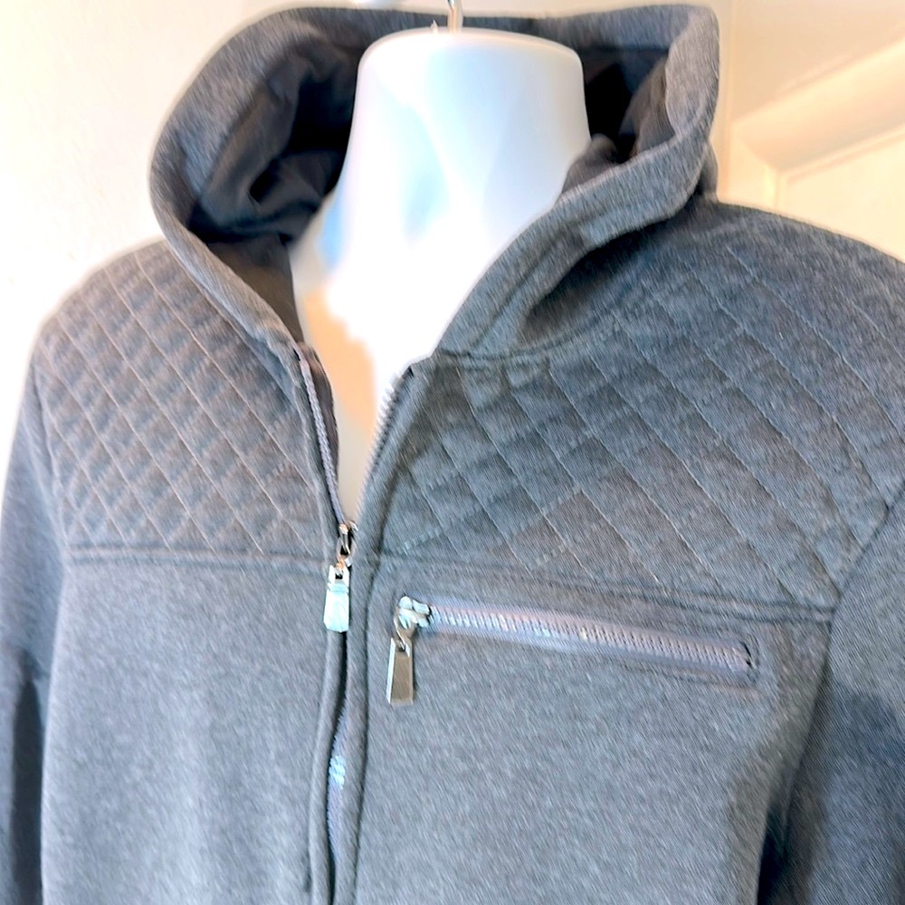 Street Rules Streetwear Steel-Grey Quilted Zip Up Fleece Hoodie MED NWT - Picture 2 of 16